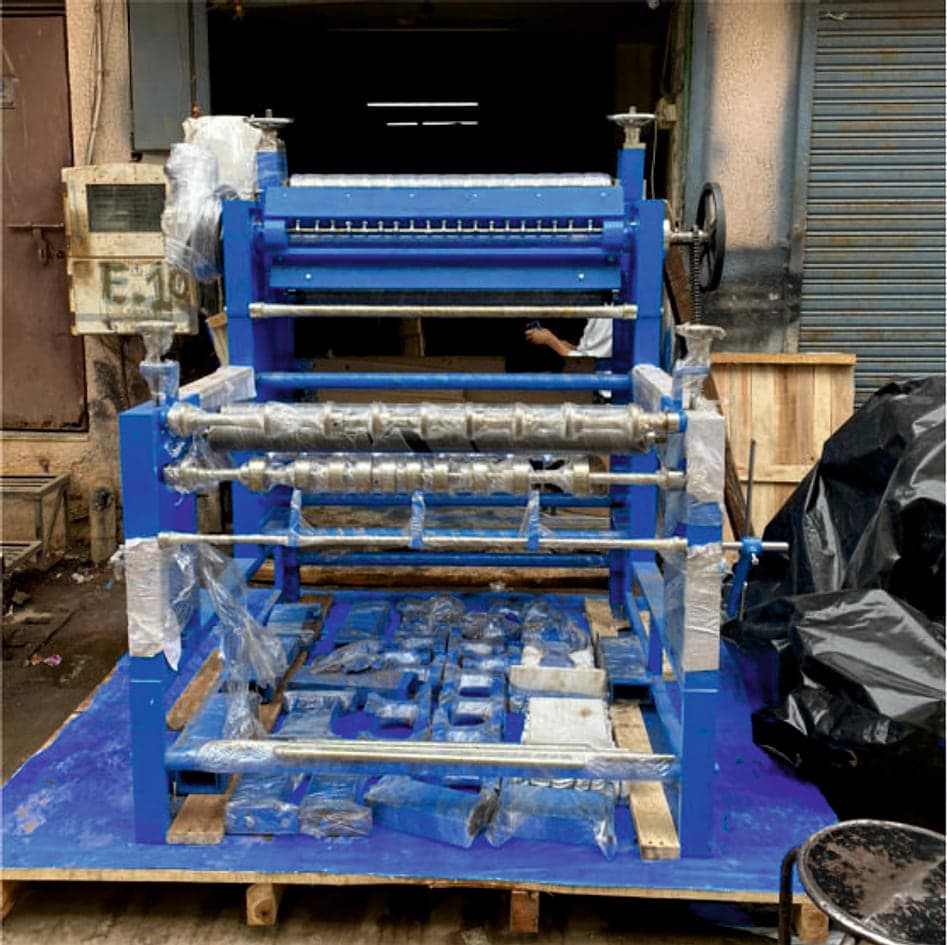 Industrial roller machine staged for packing